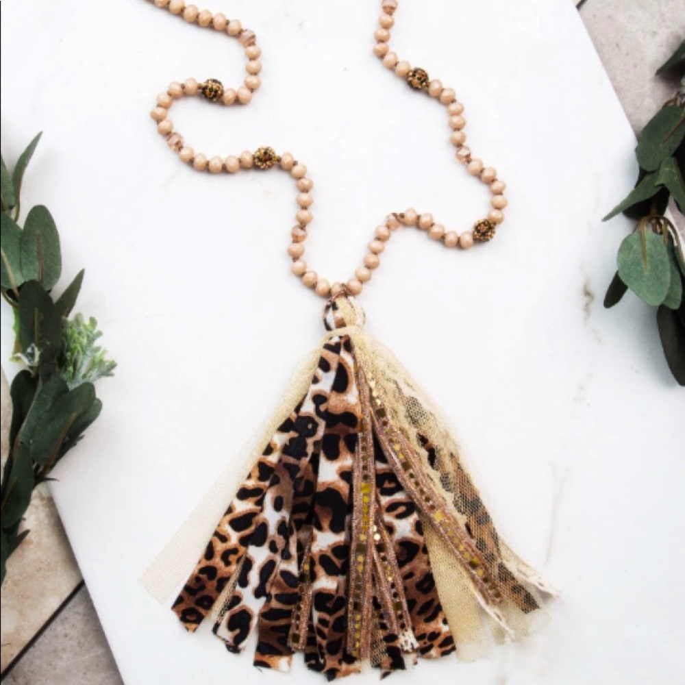 Long Leopard Tassel Necklace